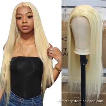 Lace Front Human Hair Wig Blond,613 Closure Wigs Brazilian Straight Remy,13*1 Glueless Lace Frontal Wig